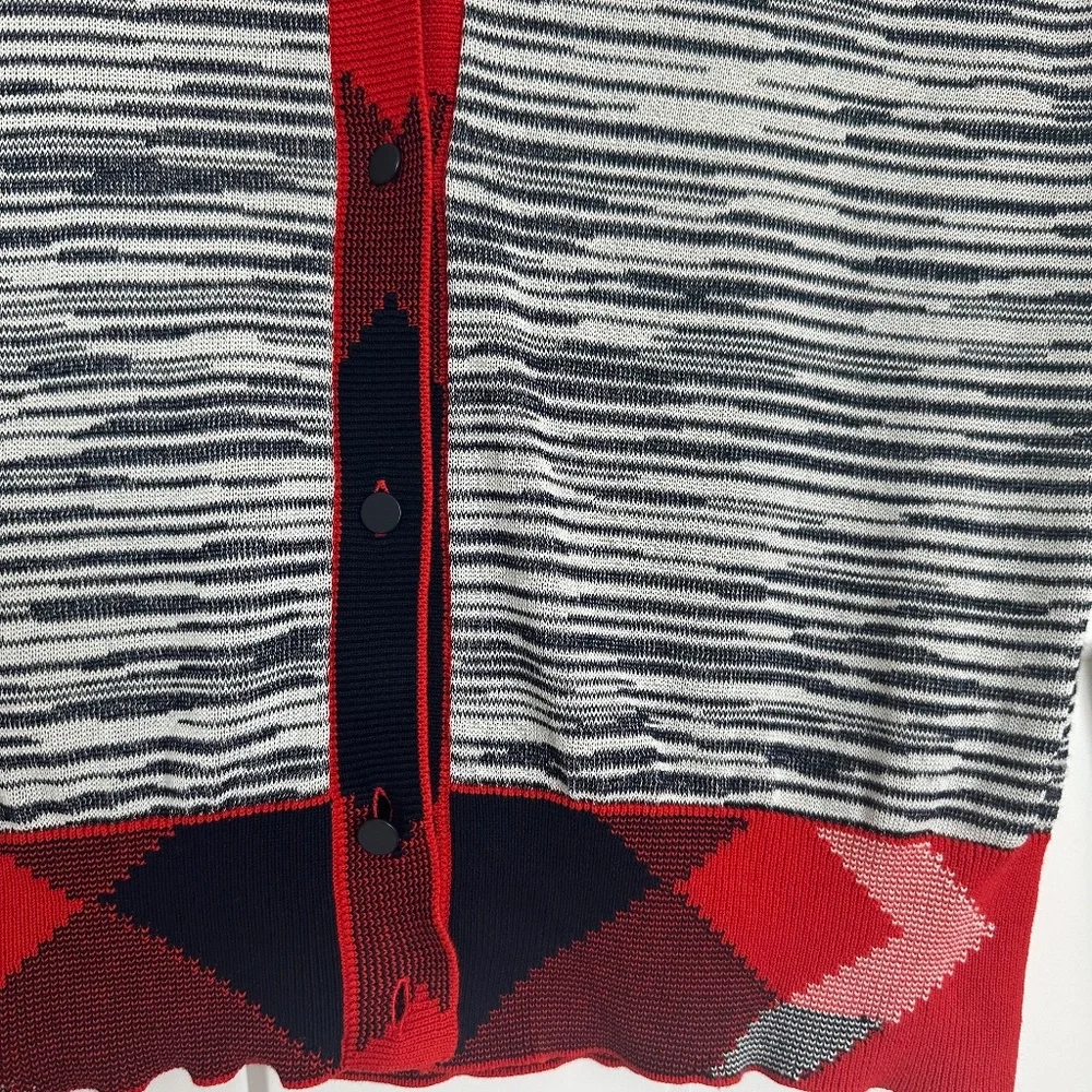 Tory Burch Red and Black Striped Cardigan